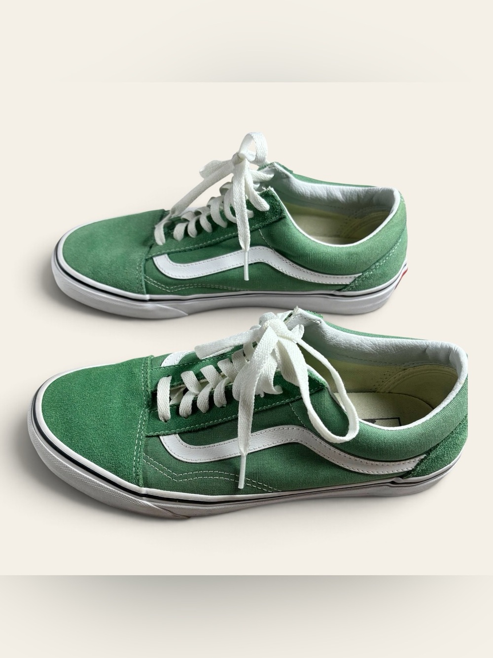 Vans Old Skool Green White Suede Canvas Sneakers Men 8 Women 9.5